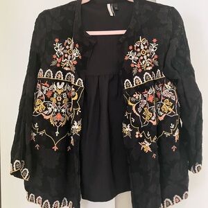Topshop Black Embroidered Blazer
